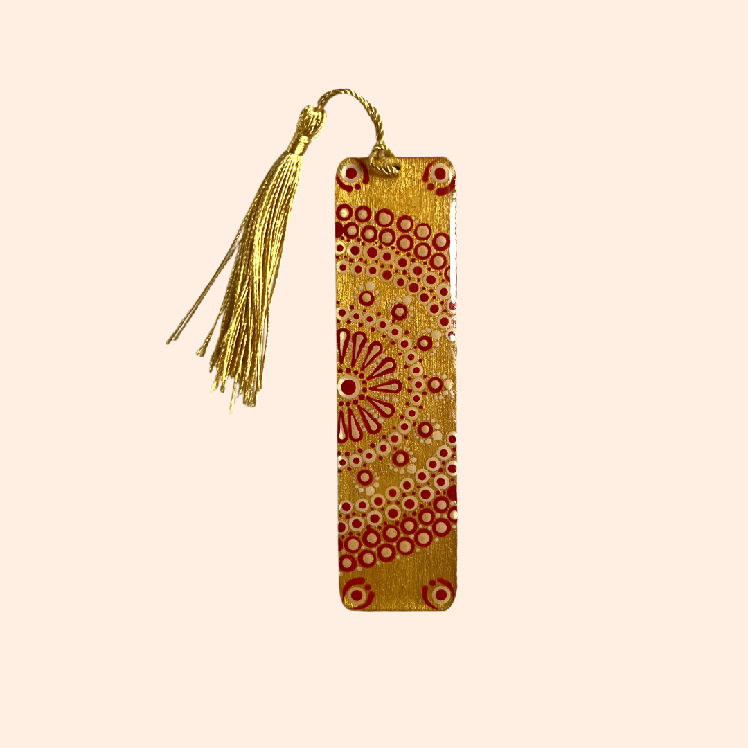 Dot Mandala Bookmark - Gold Red